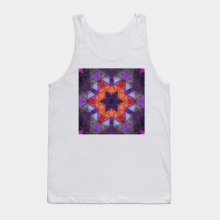 Mosaic Kaleidoscope Flower Orange Red Blue and Purple Tank Top